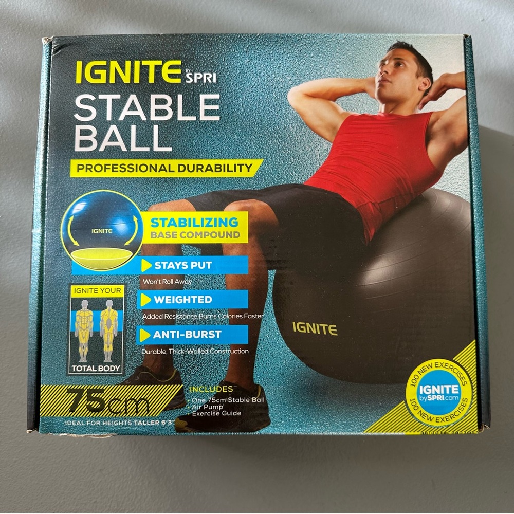 Ignite Spri Stability Ball | XL Size | Weighted Stay in Place | Men 5’11 and Up